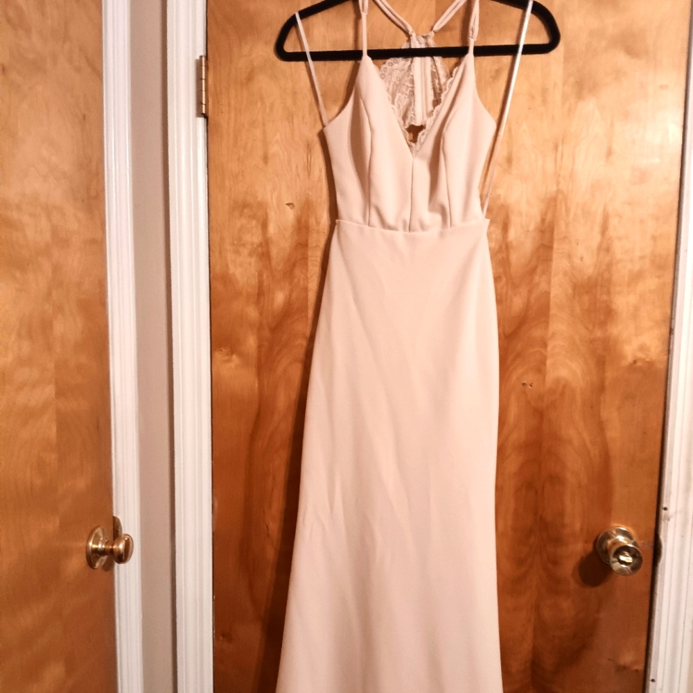 Light cream/blush pink long gown worn only once.